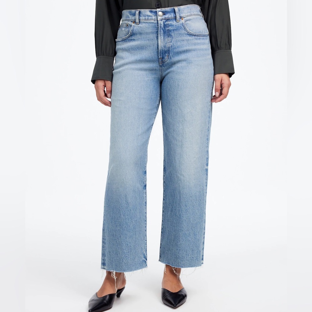 Madewell The Perfect Vintage Wide Leg Crop Jeans in Hallstead Light Denim sz 29